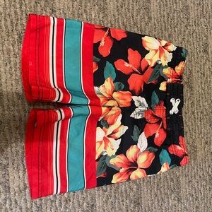 Floral and Striped Swim Shorts